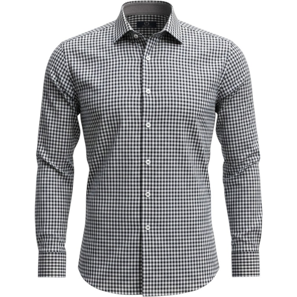 Bugatchi Uomo Mens Large Classic Fit Brown Blue Check Cotton Button Down Shirt